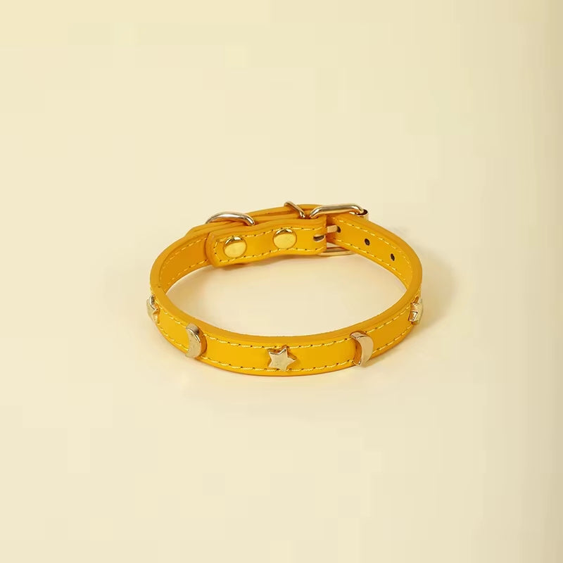 Coleira de couro amarela para gatos 🐾💛
