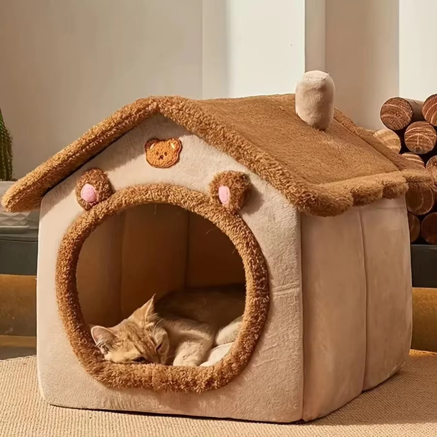 Casa dobrável castanha para gatos  🐾🤎 