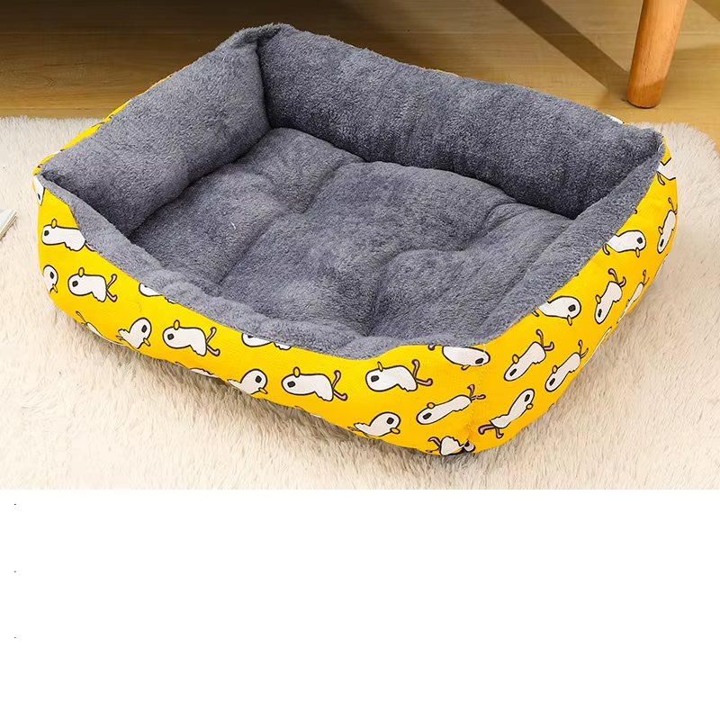 Cama de cão amarela com patos 🦆💛