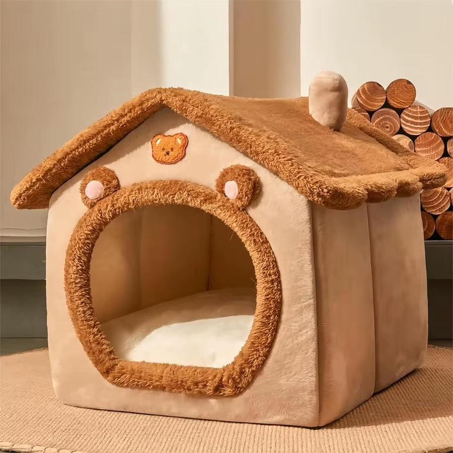 Casa dobrável castanha para gatos  🐾🤎 