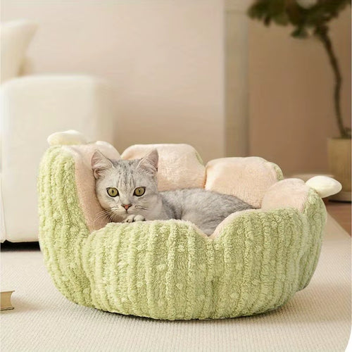 Cama floral verde para gatos 🐾💚