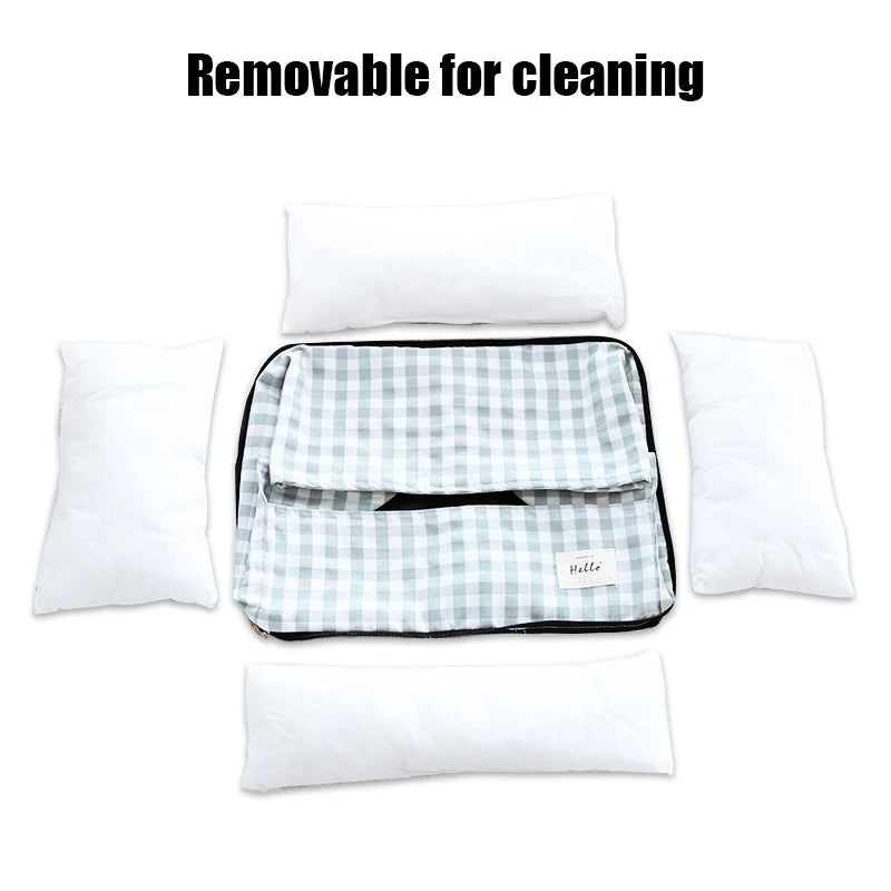 Cama azul aos quadrados para cão 💙