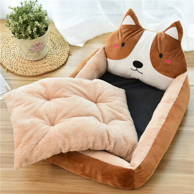 Cama fofa castanha para cão 🐶🤎